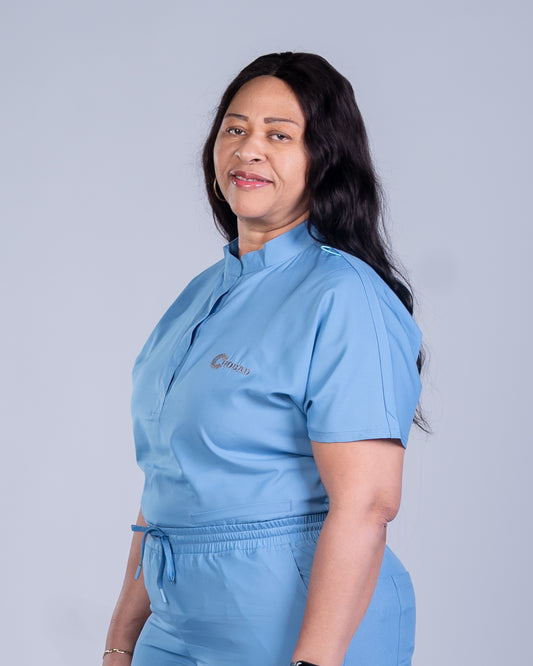 MED BISHOP NECK SCRUB SET