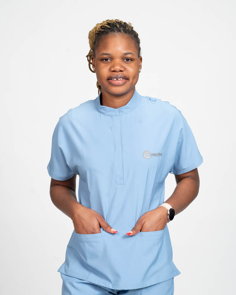 MED BISHOP NECK SCRUB SET